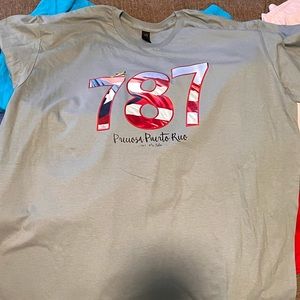 2XL Puerto Rico 787Mi Isla Flag Shirt, soft